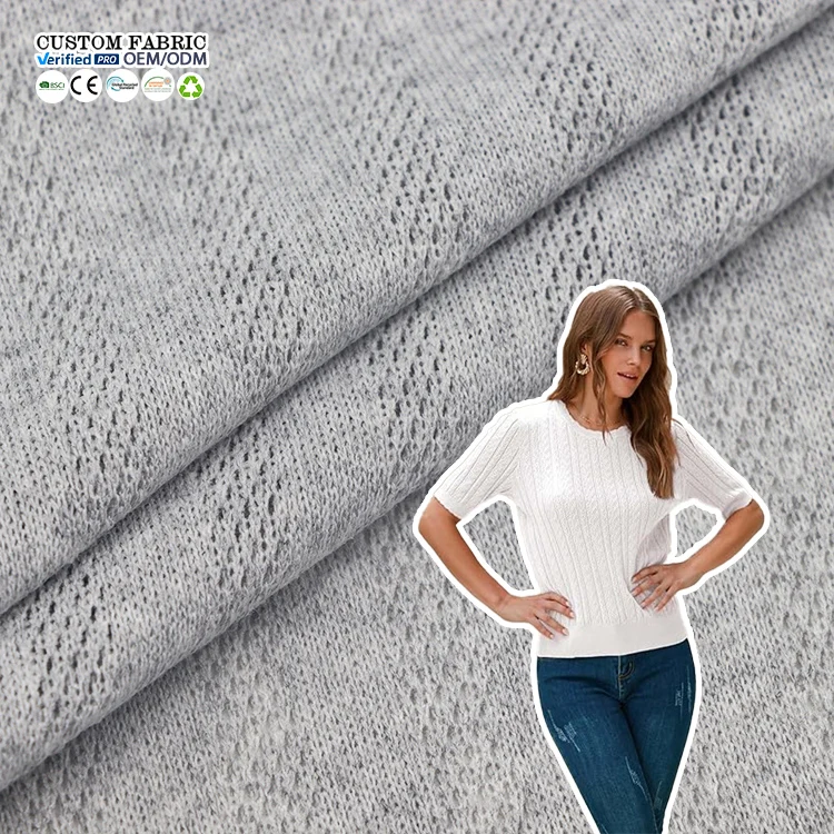 В наличии 180gsm TC Hacci pointle женская верхняя ткань 80% полиэстер 20% хлопок Жаккардовый трикотажный материал для весенней одежды