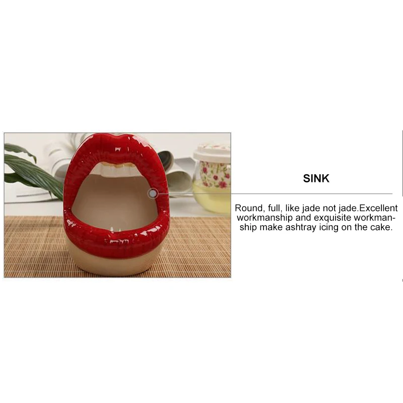 Mouth Fashion Cute Ashtray Ceramic Handicraft Ornaments Lips Ashtrays