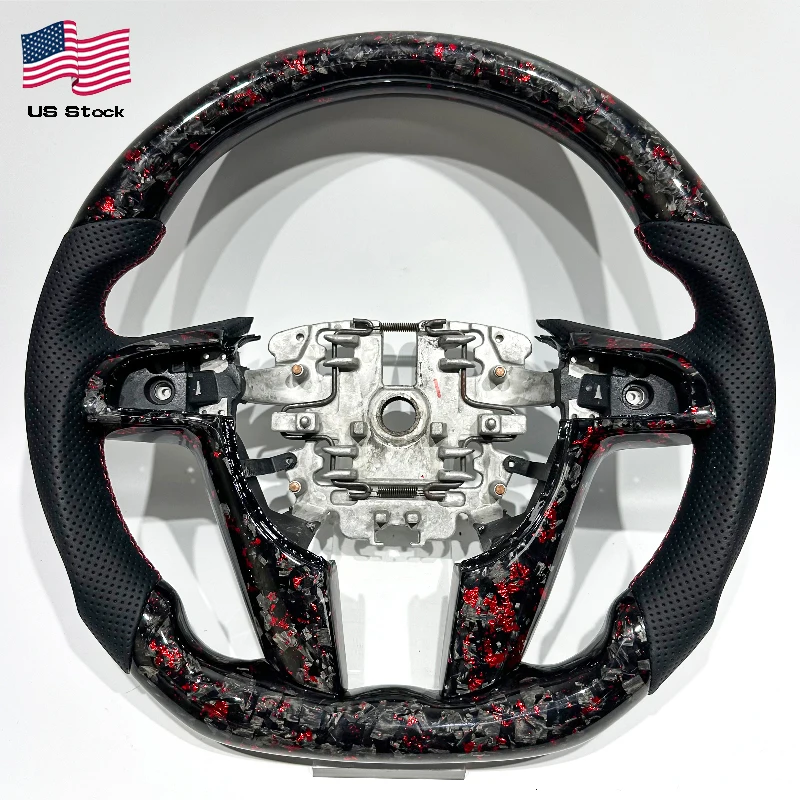 Forged Carbon & Leather Steering Wheel for Pontiac G8 / Holden Commodore VE-VF / Chevrolet SS – Red Accents