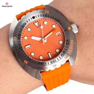 Luxury Men Watches OEM Diving Steel Men's Automatic Watch Orange 42mm Waterproof Watch Orange Hands Silicone Strap