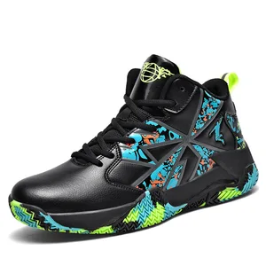 Original Design OEM Custom Students Black Green Running Basketball Sports Shoes Men Outdoor Basketball Trainers Shoes