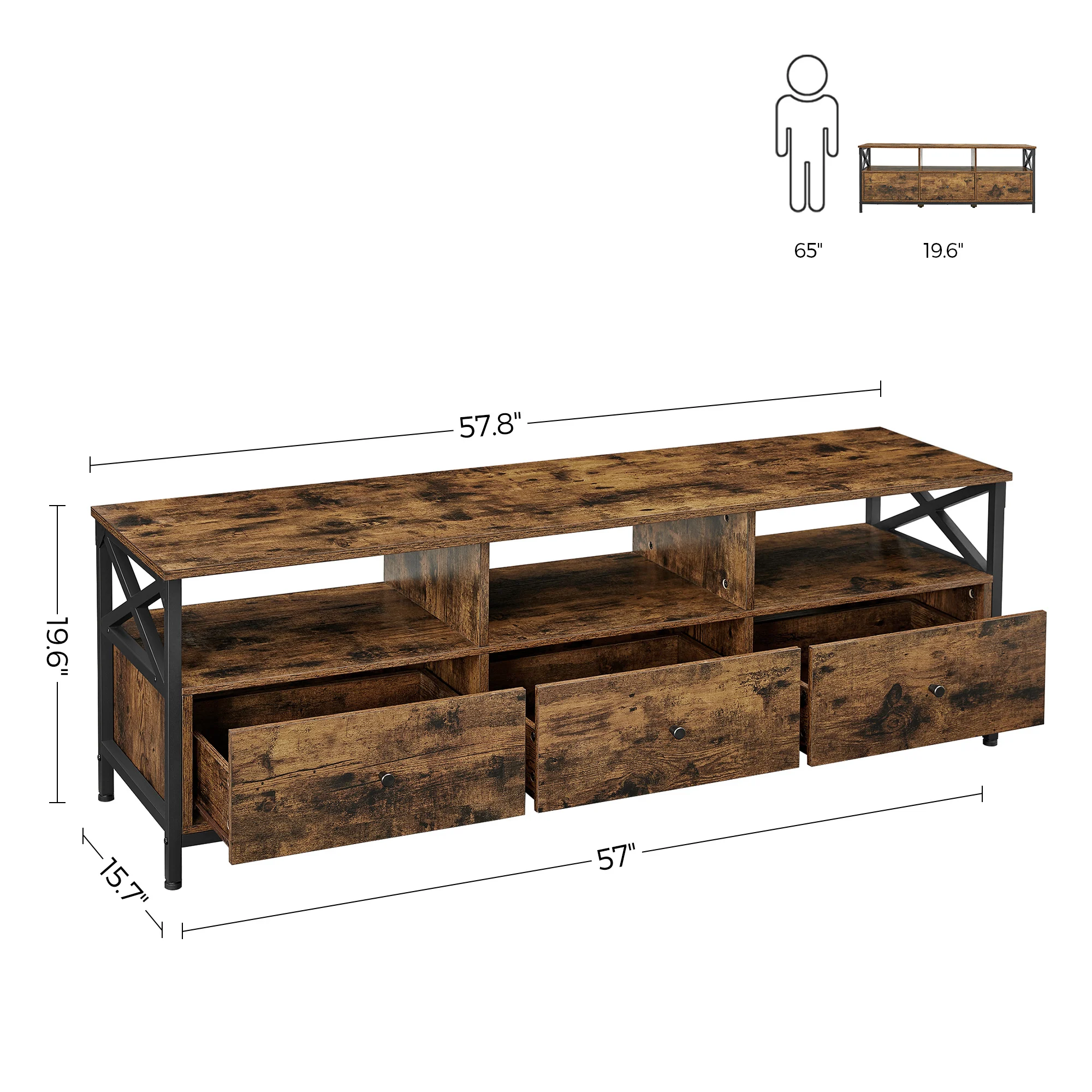 Vasagle Industrial Tv Unit Tv Stand And Coffee Table Set Brown Tv