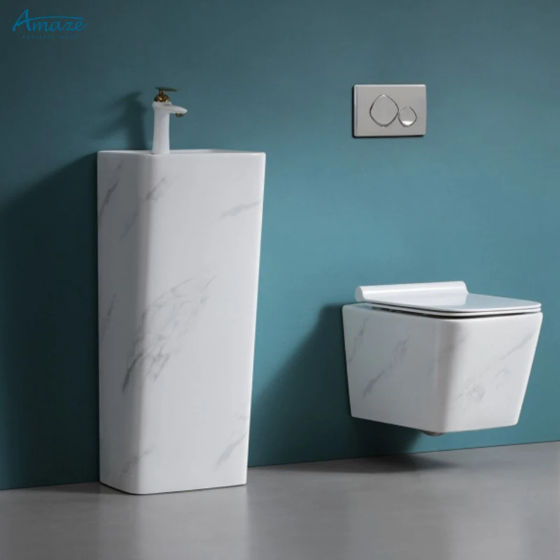 Hotel apartment toilet column basin bathroom sink wholesale manufacturers hand wash basin ceramic sanitary ware