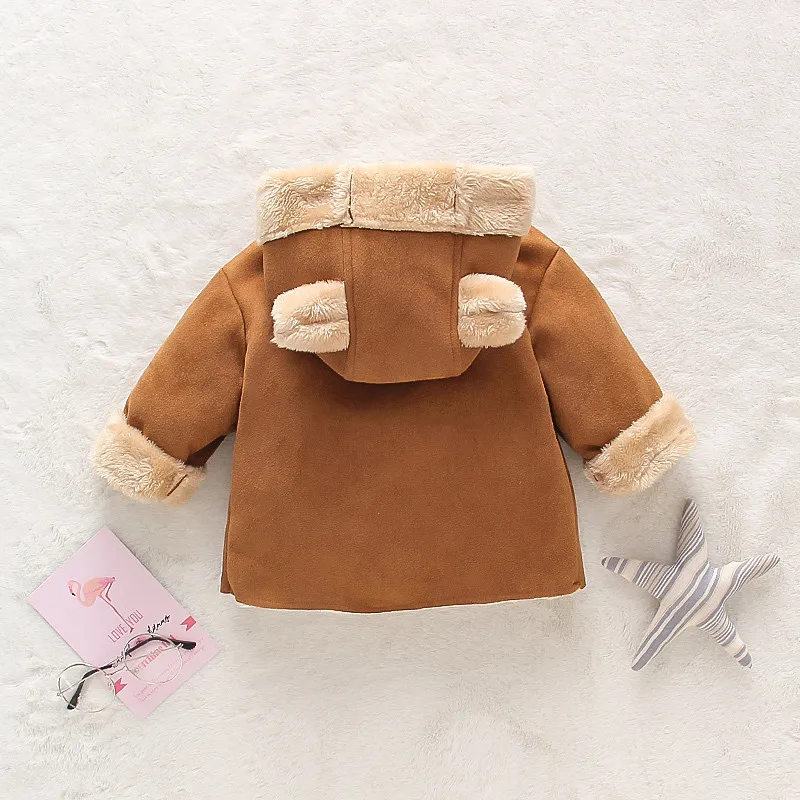 Winter Children's Bear Plush Coat Long Sleeve Newborn Warm Jacket Baby