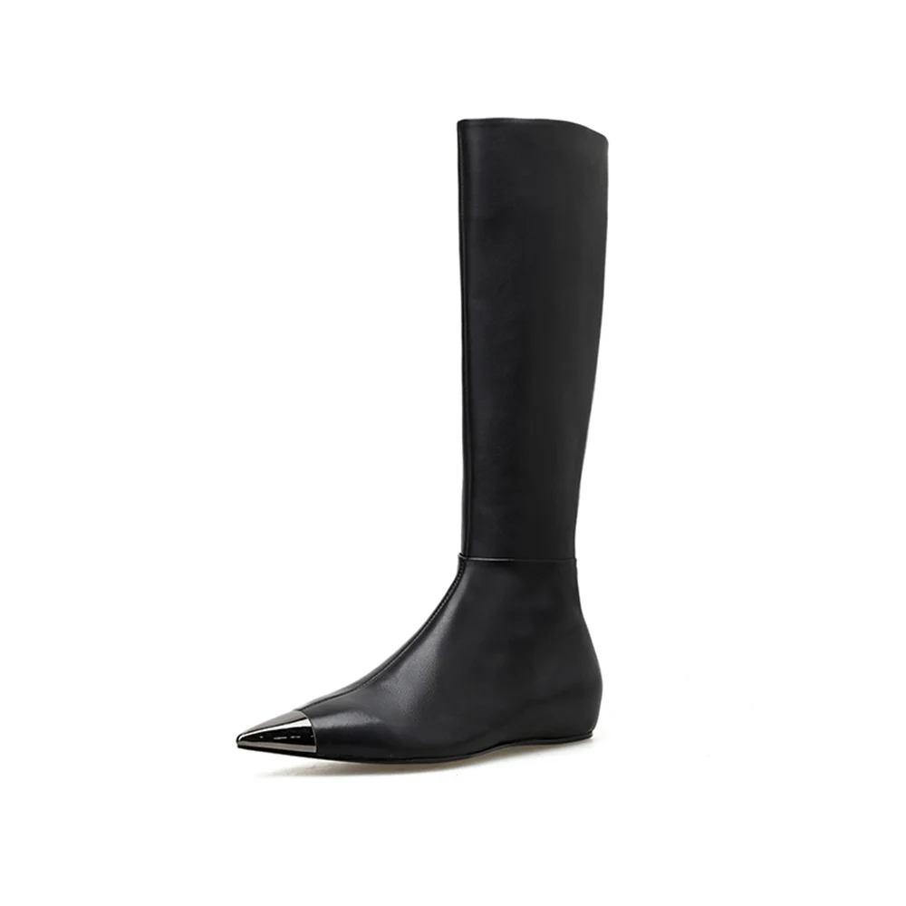 flat knee high boots pointed toe