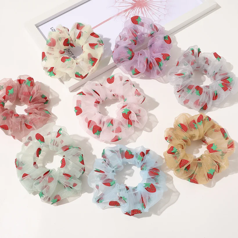 Флуоресцентные Однотонные эластичные резинки для волос из органзы