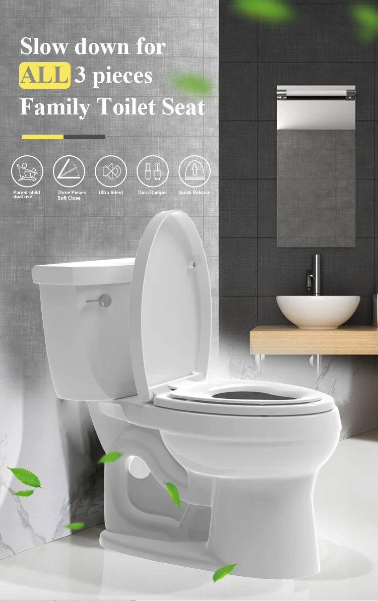 American Style Elongated 19 Inch V Shape Family Toilet Seats With All