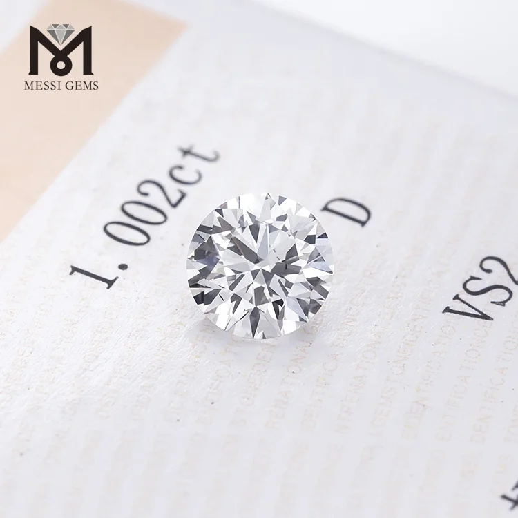 Whole Sale Carat D VS1 VS2 VVS2 VVS1 Round Shape HPHT CVD Lab  Grown Loose Diamond