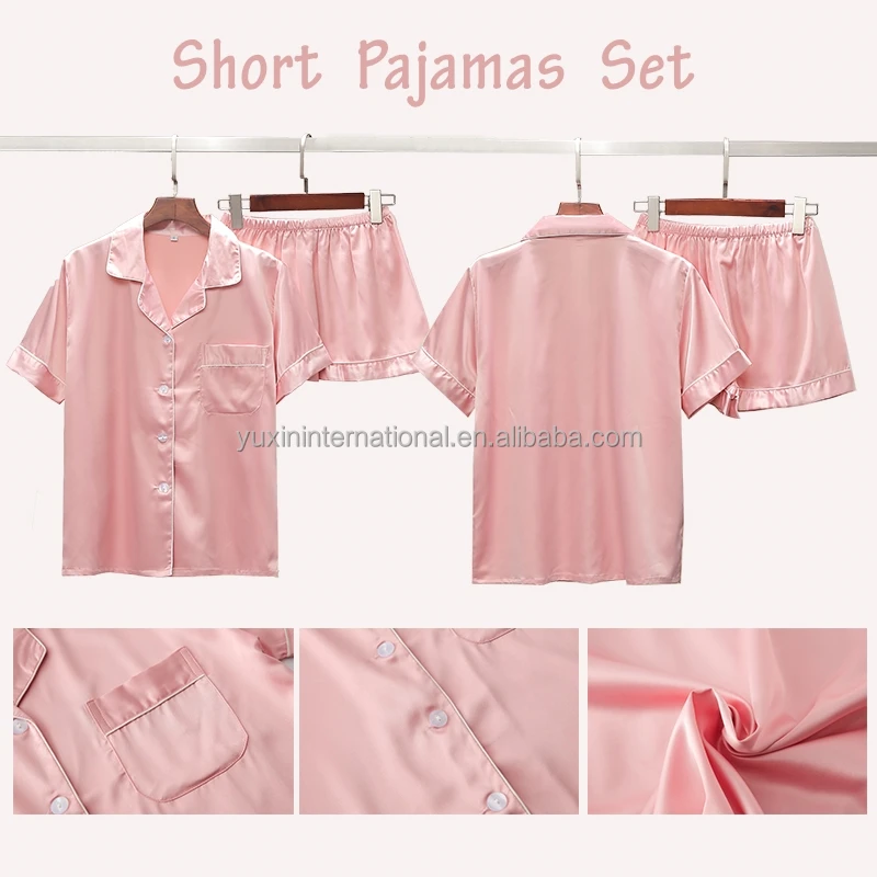 Chinese Satin Silk Pajama Set Short Women Pajamas Ladies Pajamas ...