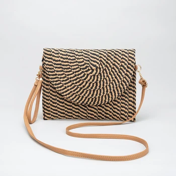 Straw Shoulder Bag Clutch Straw Crossbody Beach Handmade Woven Rattan ...