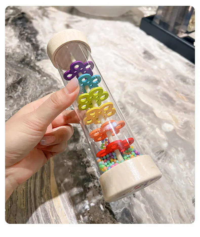 Sound Ringong Instrument Montessori Toy Rain Sound Simulator Ringing Drum Rainbow Hourglass ...