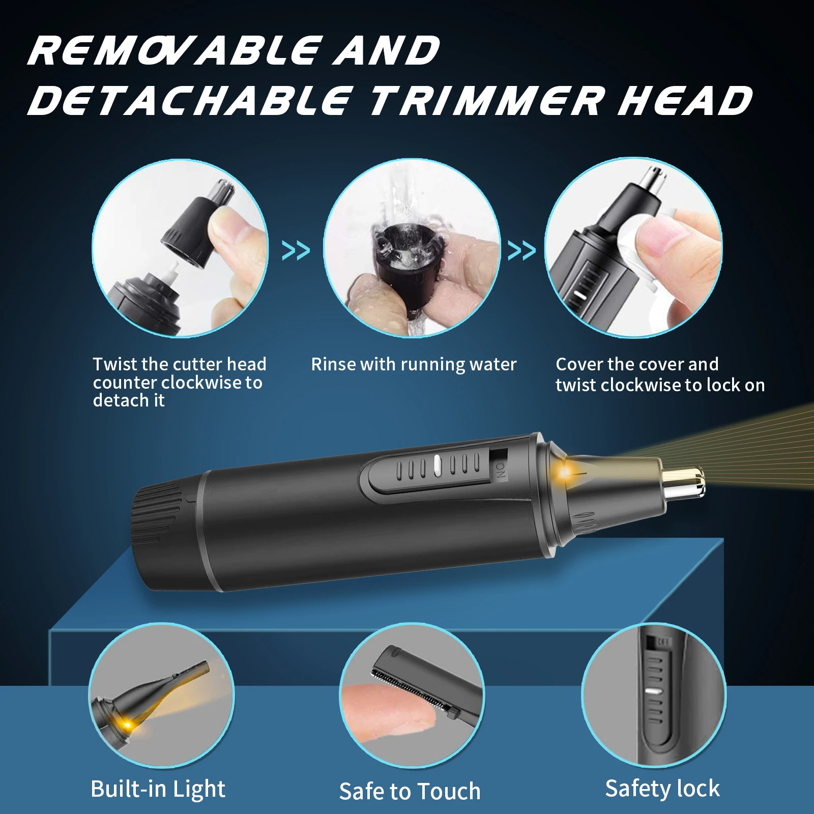 2021 3в1 Мини Usb Электрический перезаряжаемый водонепроницаемый безболезненный лицевой ушной и носовой триммер для бровей и волос для мужчин