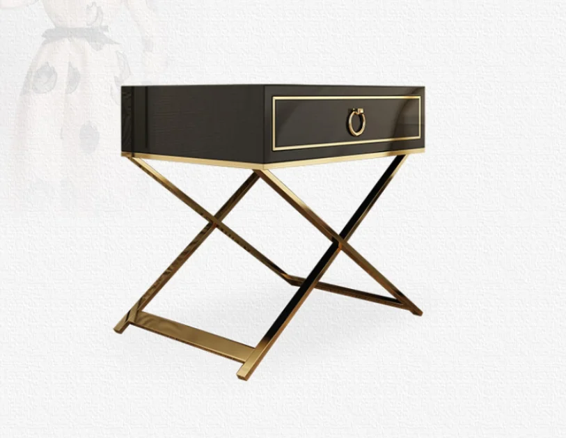 Elegant Design Bedroom Furniture Rose Gold Leg Nightstand Bed Side