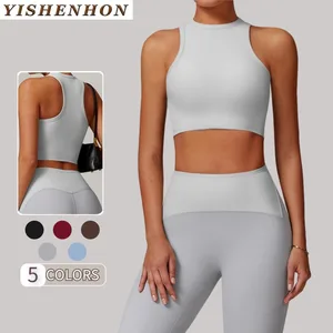 YISHENHONG 2026 Quick-Dry Sports Bra Women's Yoga Vest with Screw Thread Shockproof Double Wide Strap Fitness Sets Style