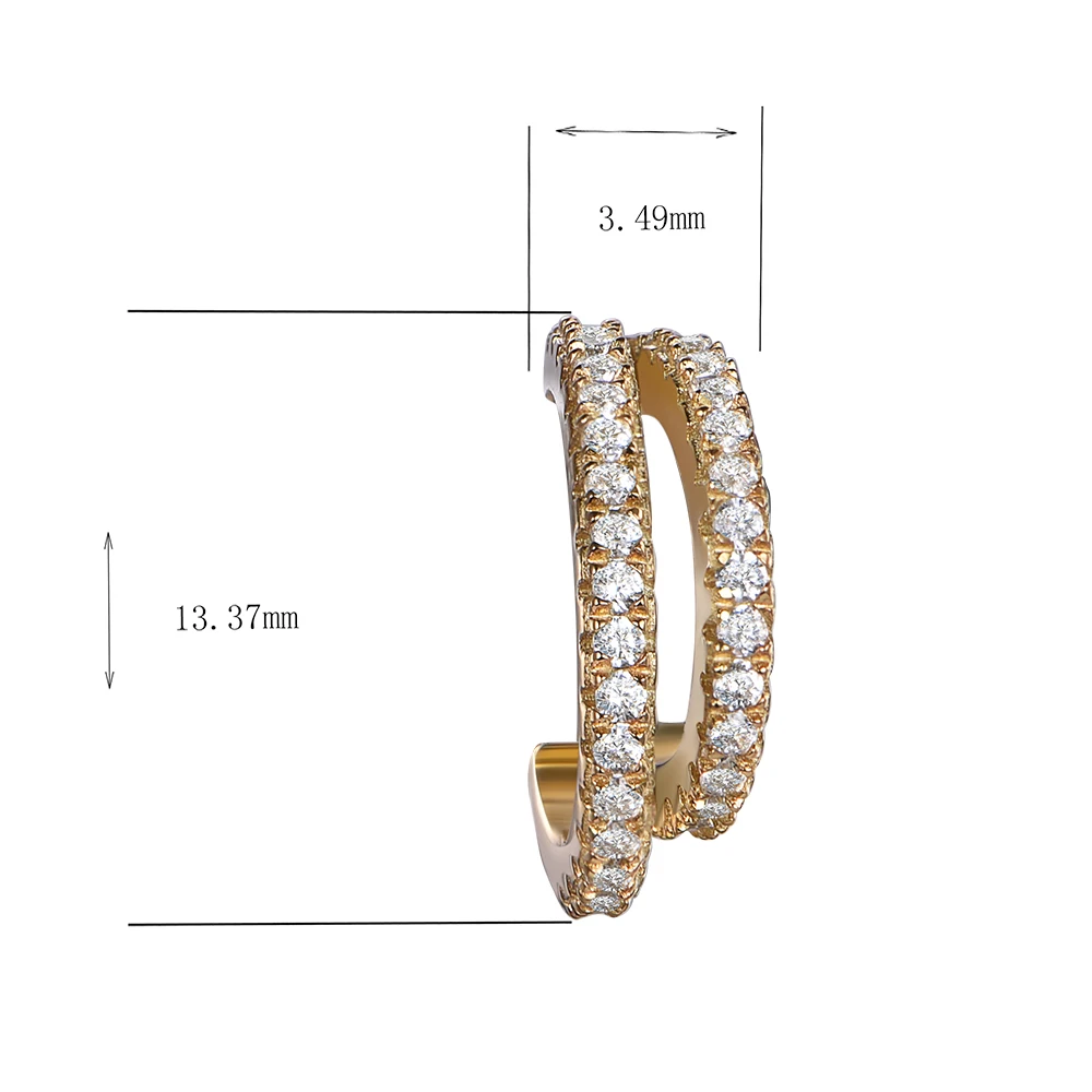 Top Quality 18K Solid Gold Plated Hoop Earrings 925 Sterling Silver Two Layers Zircon Diamond Circle Earrings