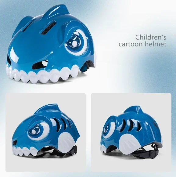 Safety Shark Helmet for Kids-One-Piece Molded PC+EPS Protective Gear Fashionable Design for Bike Scooter Balance Bike