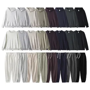 Autumn Sweatshirt and Pants 340g Unisex Loose Sports Japanese Round Neck Long Sleeved Solid Color Loose Sweatshirt and Pants