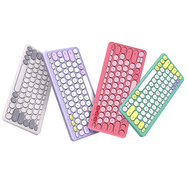 78 Keys Portable Mini Keyboard Colorful Cute Teclado Purple Pink 2.4GHz Bluetooth Wireless Keyboard for Computer PC Laptop