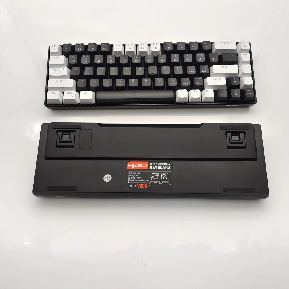 Teclado Mecânico Gamer HXSJ V800 com 68 Teclas, Interface USB