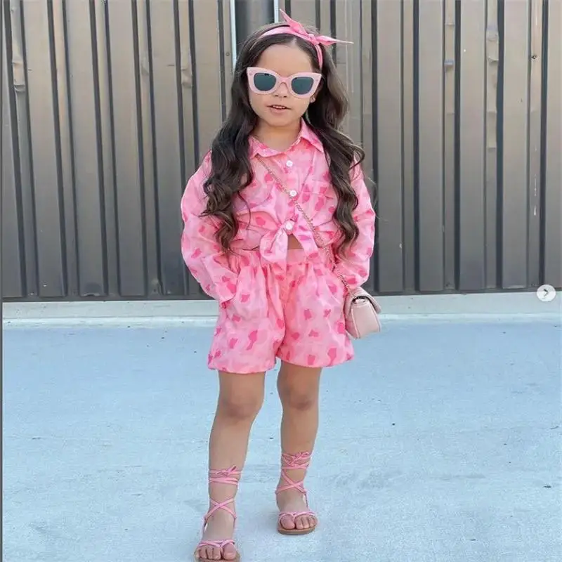 2-8T Kids Clothing Wholesale Summer Sun Protection Jacket Vest Shorts 3Pcs  Girls Clothing Children's Clothing Shipping in Days