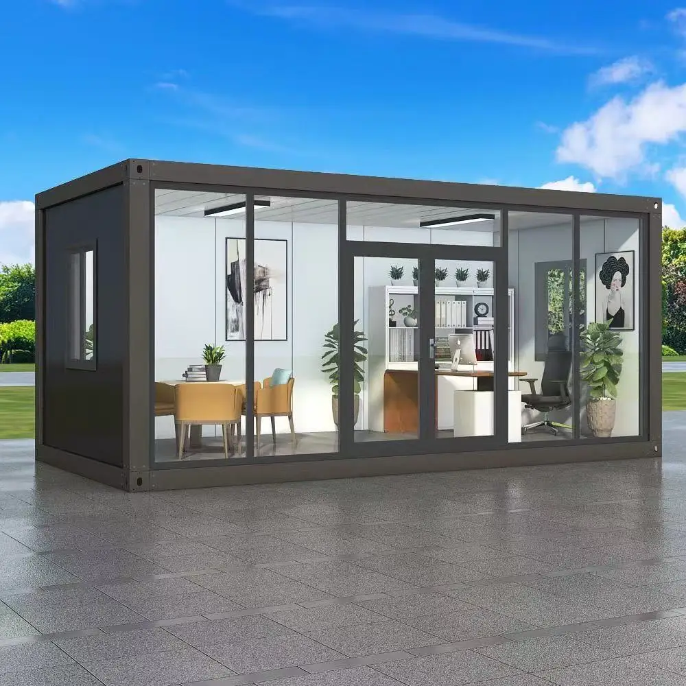 Custom Modern Design Glass Wall Mobile Office Villa Assembled Container ...