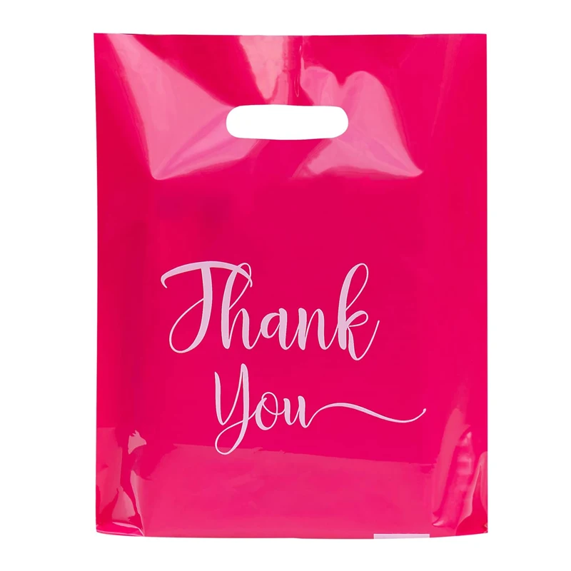 High Quality Custom Size Bulk Reusable Plastic Merchandise Thank You Gift Bags for Shopping Gift Boutique Packaging Products