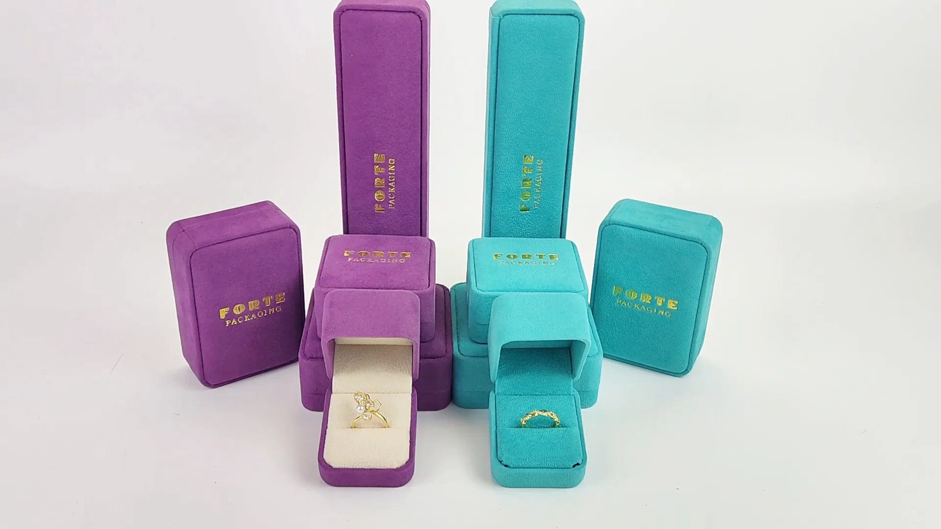 Forte High Quality Custom Luxury Purple Cream Velvet Jewelry Box Gift