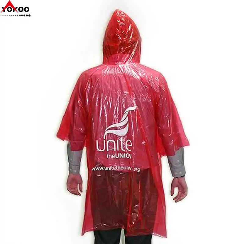 Pe Disposable Poncho Raincoat Custom Printed Rain Poncho 1-4 Solid ...