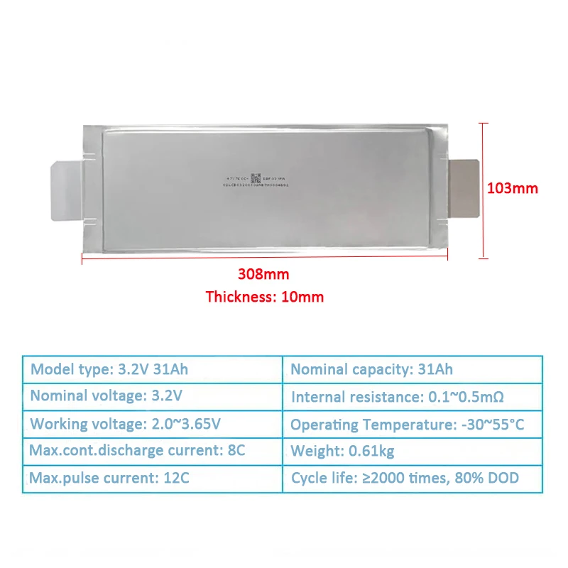 LFP Lipo4 30Ah 31Ah Prismatic Lifepo4 Lipo Pouch Battery Cells