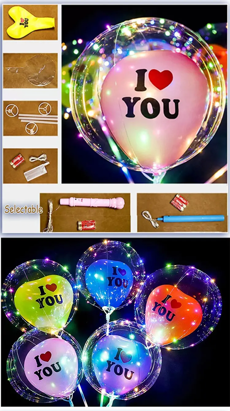 Handle Bobo Heart Shape Led Light Balloons Buy Handle Led Balloons