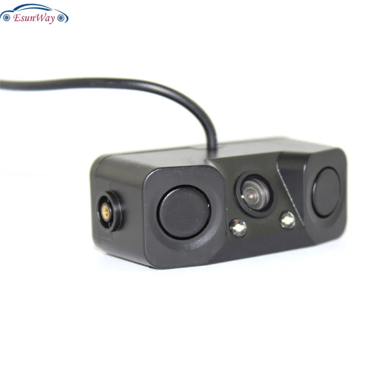 LED Car Reverse Backup Parking Radar Rear View Camera With Parking Sensor 3-In-1 