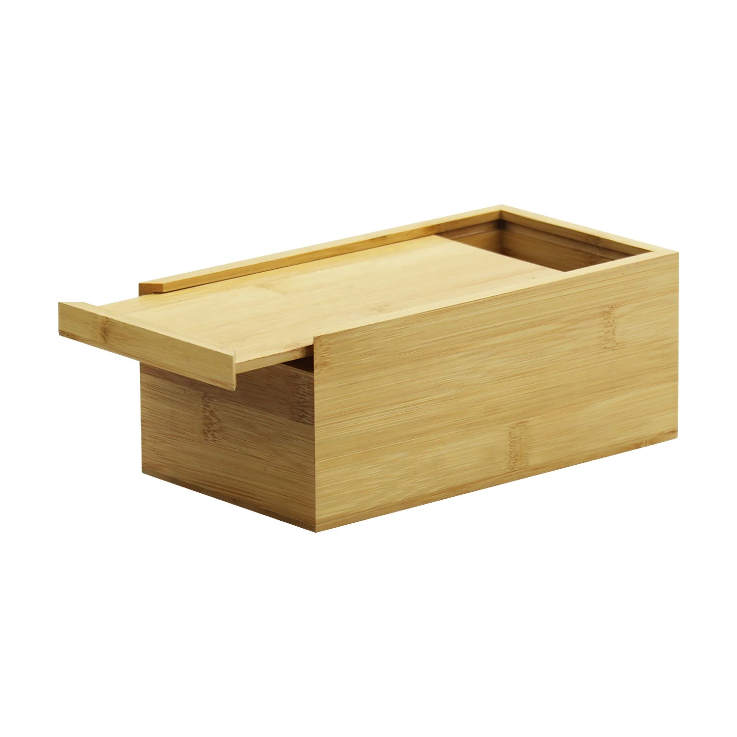 Customized Different Size Pine Wooden Slide Gift Packaging Sliding Lid Storage Blank Wooden Crafts Box with Depression in Top