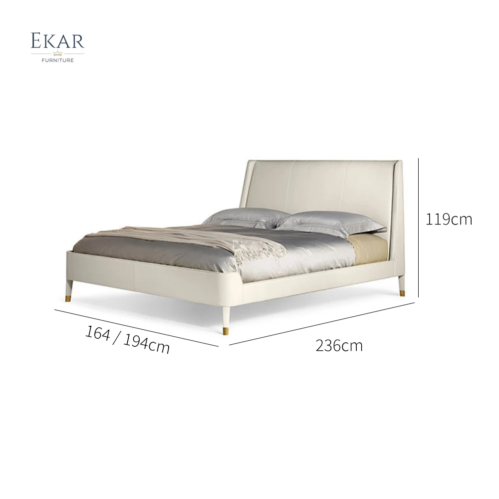 EKAR FURNITURE Italian minimalist design bed light luxury high-grade custom leather bed manufacture