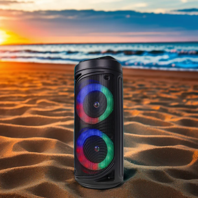 SING-E ZQS6212 Dual 6.5 Inch 25W TWS Outdoor Portable Bluetooth Party Box Speaker with RGB LED Lighting Karaoke Wireless Parties
