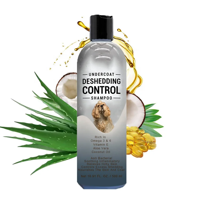 Organic Natural Undercoat Deshedding Control Shampoo for Dog Cat, With Omega 3 & 6, Vitamin E, Aloe Vera, Coconut Oil Pet Care