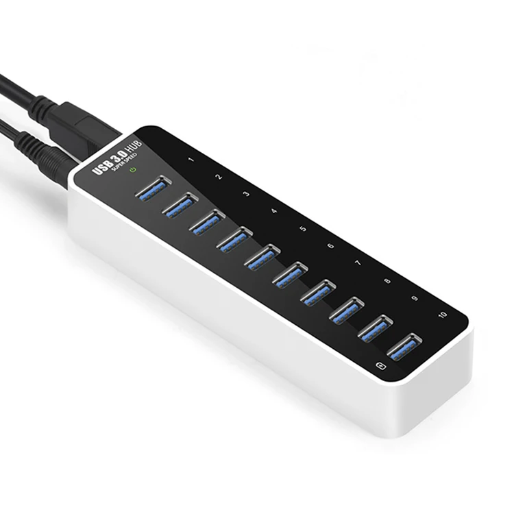 
 Pulwtop Новинка 10 портов usb 3,0 концентратор портативный мульти-порт usb 3,0 Настольный концентратор питание для mac  
