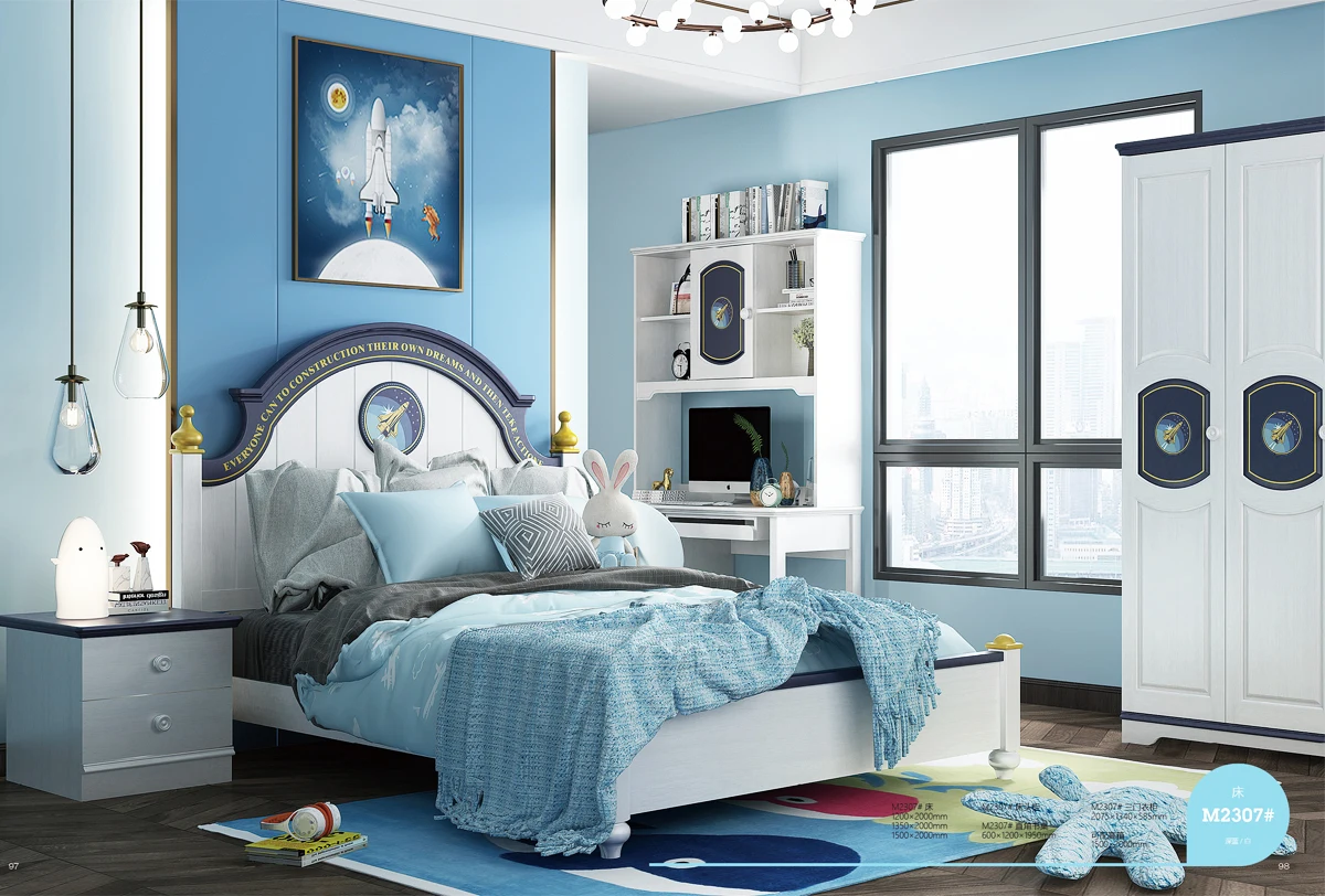 Letto A Castello In Legno Di Pino A Forma Di Casa Per Bambini – Con Guardrail – Colore Blu