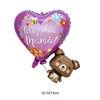Corazón Púrpura+Oso+Fliz Día de la Mamá