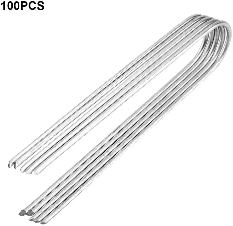 8 Inch Landscape Staples Rust Resistant Heavy Duty Garden Staple U Shaped Galvanized Ground Stakes Sharp Angled Anchor Pins
