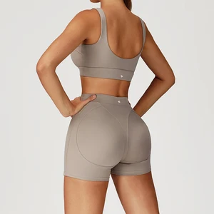 Custom XXL 2-Piece Yoga Workout Set Breathable Four-Way Stretch Gym Leggings Top ScrunchButt Fitness Wear Elastic Waist Solid