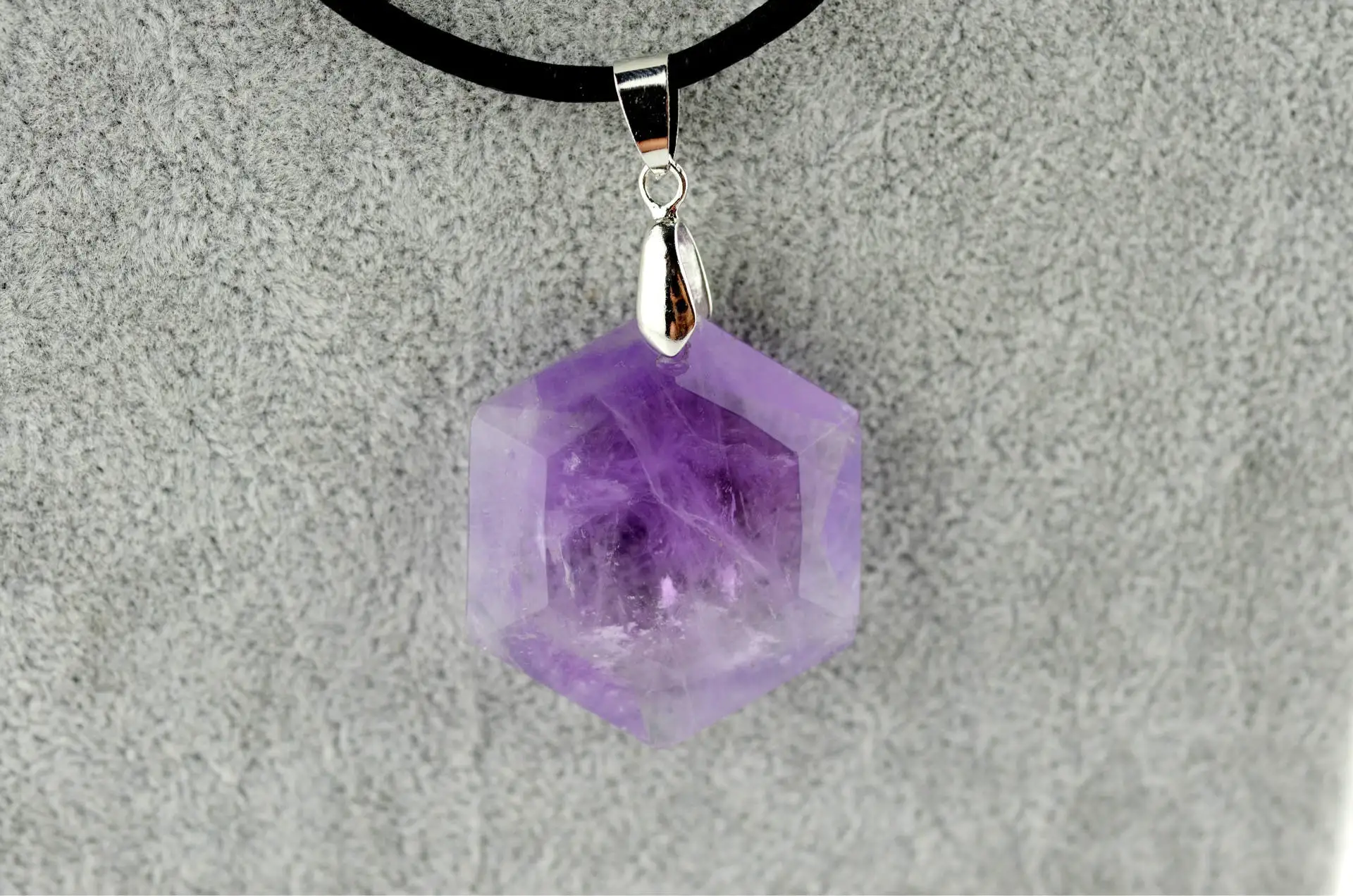 Natural Stone Hexagram Necklace Amethyst Ice Couples Necklace Lucky Love  Pendant Necklace for Men Women