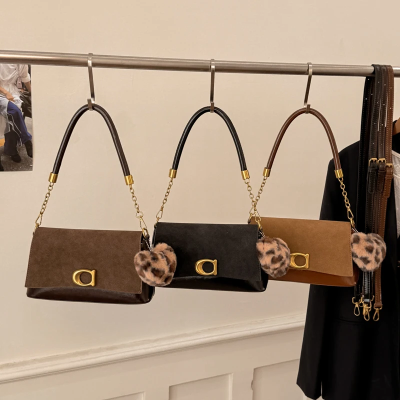 Fashion Ladies Two Straps Shoulder Messenger Bag Four Seasons PU Durable Letter Decoration Polyester Lining