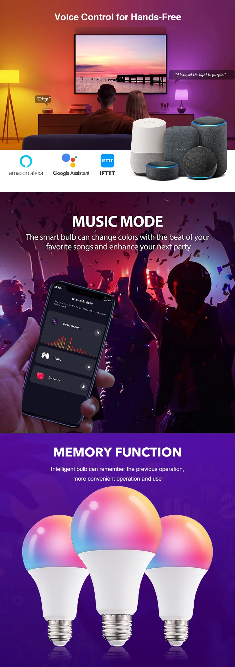 Smart Bulb Alexa Wifi Smart Bulb Controlled By Tuya App Alexa And