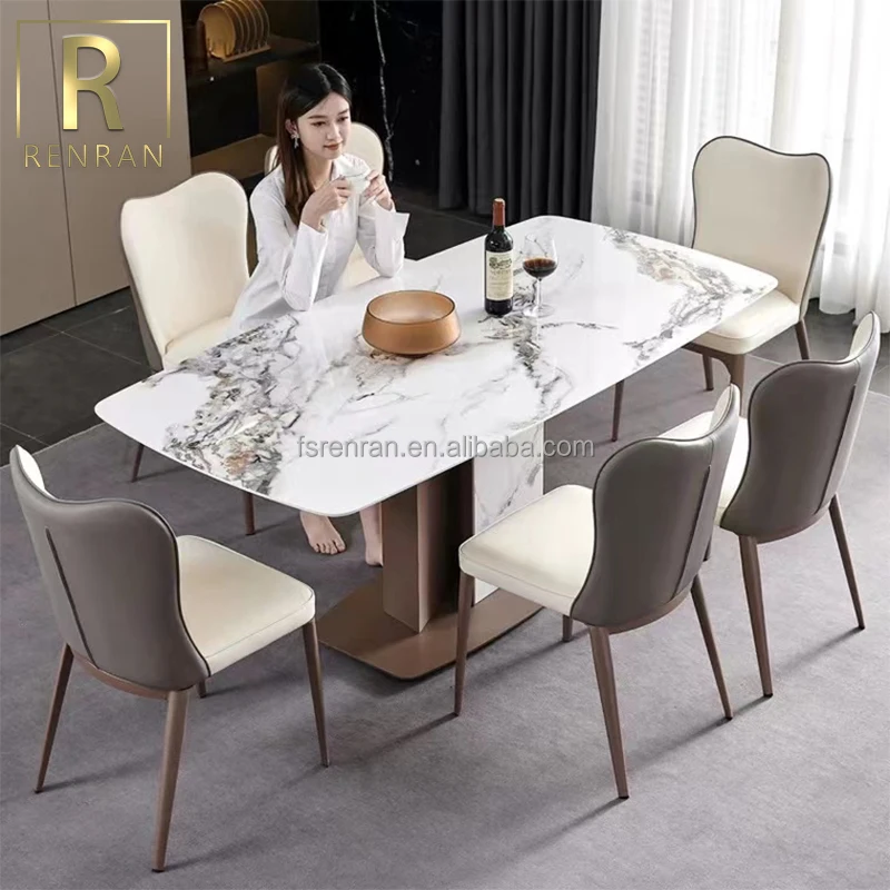 Italian Elegant Modern Luxury Modern Dining Table Set Villa Rectangular ...