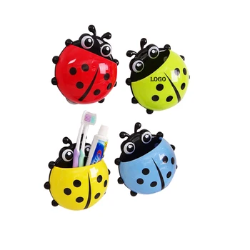 Popular Cheap Ladybug Shaped Kids Toothbrush Holder Wall Mounted Bathroom Kids Toothbrush Cup Toothpaste Toothbrush Holder
