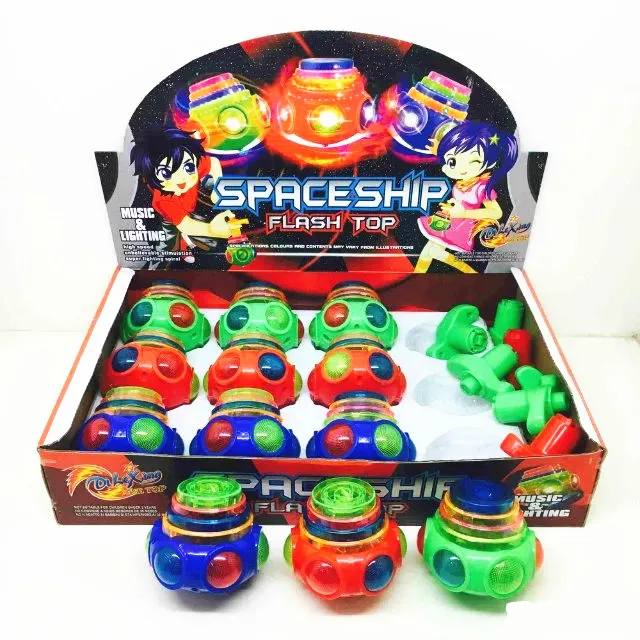 12-pack Led Light Up Flashing Spaceship Spinning Tops Toys Party Favors For  Kids - Buy Flashing Spinning Top,Plastic Spinning Top,Light Spinning Top