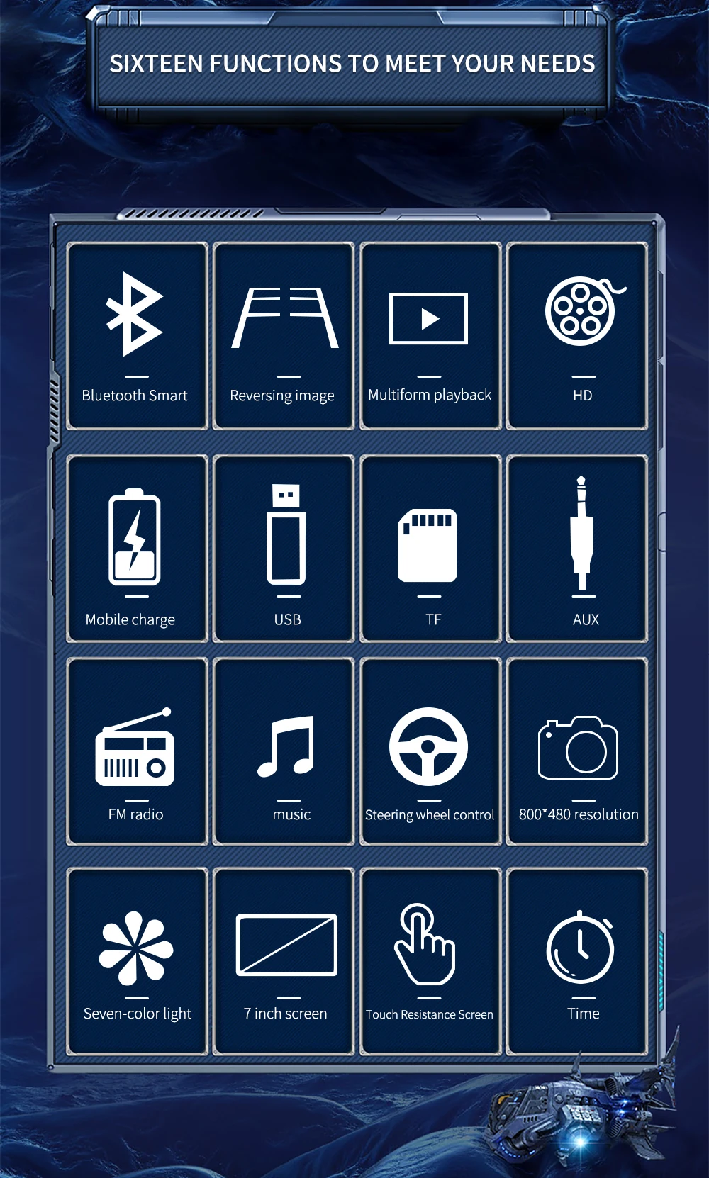 Bestree auto electronics USB charging 7 inch double din car stereo mp5 player auto stereo audio radio music player