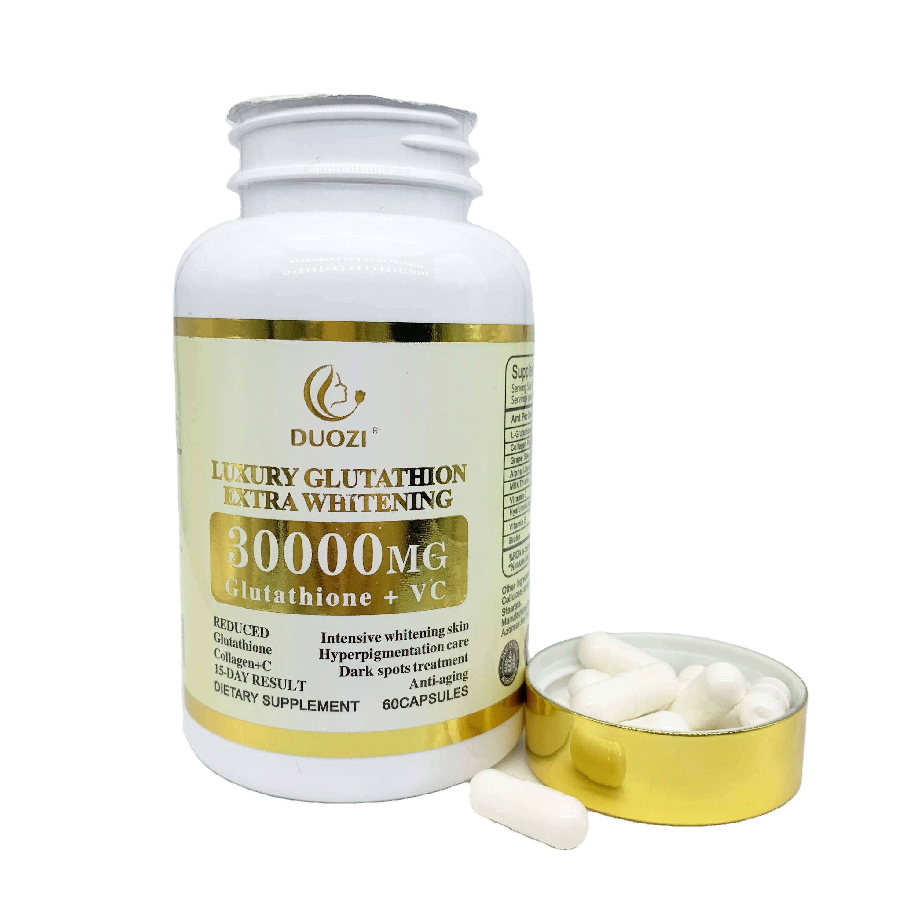 OEM Luxury Glutathione 30000mg Marine Collagen Capsules Skin Whitening &  Brightening for Adults Not for Pregnant Women