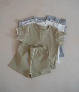 2026 Korean Children's  Pajamas, Newborn Suits Kids Pure Cotton Children's Short-sleeved Kids T-shirts Sets