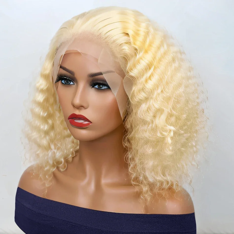 Parrucca frontale in pizzo HD 613 con onde profonde, capelli umani, parrucche frontali in pizzo con onde d'acqua, biondo miele brasiliano_voghion.com